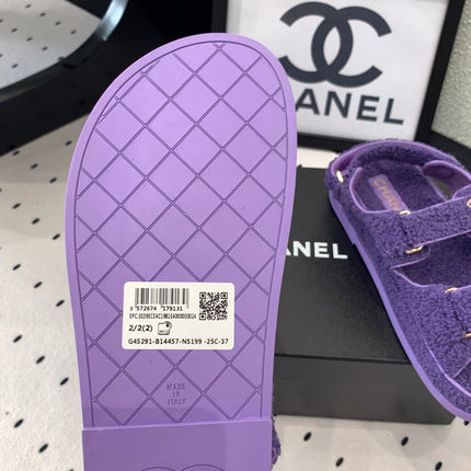 CC DAD SANDAL PLUM PURPLE LAMB FUR