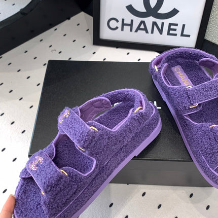 CC DAD SANDAL PLUM PURPLE LAMB FUR