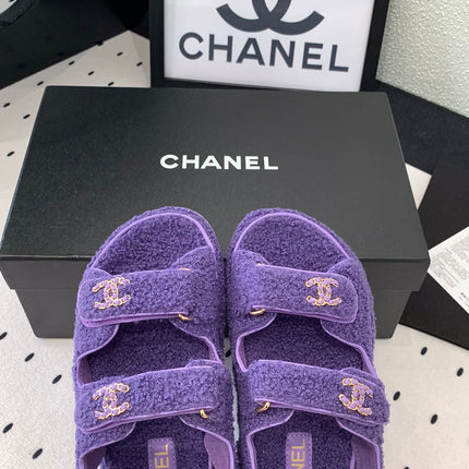 CC DAD SANDAL PLUM PURPLE LAMB FUR