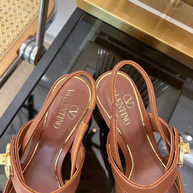 MARY-JANE VLOGO LOCKER SLINGBACK PUMPS CHOCOLATE BROWN SHEEPSKIN 60 MM