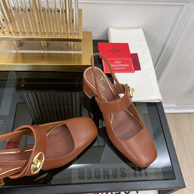 VLTN HIGH SANDAL 60MM IN BROWN CALFSKIN