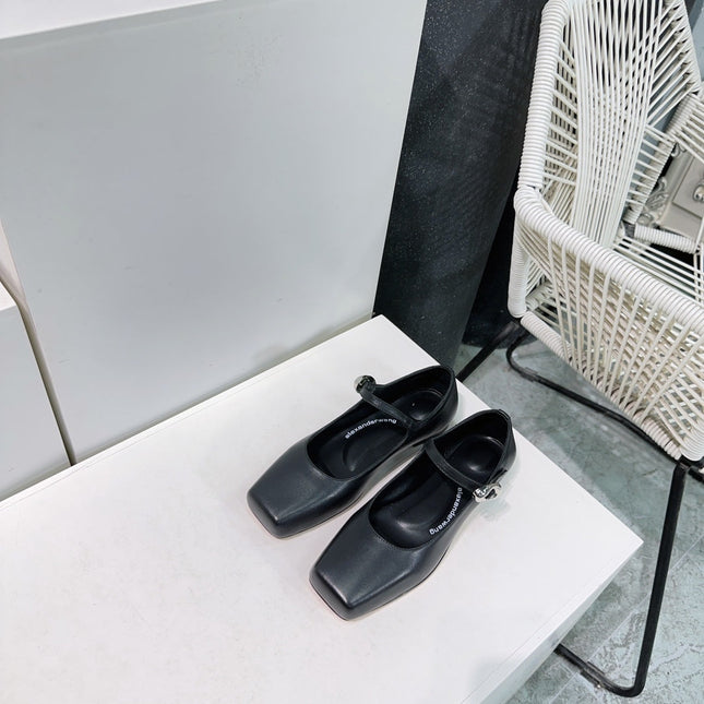 EMBELLISHED BILLIE FLATS IN BLACK CALFSKIN