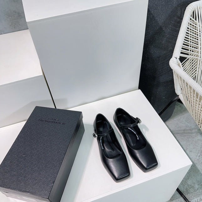 EMBELLISHED BILLIE FLATS IN BLACK CALFSKIN