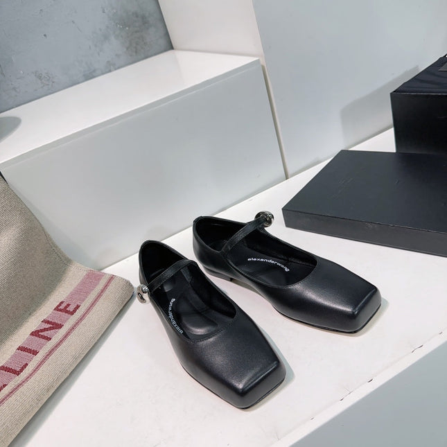 EMBELLISHED BILLIE FLATS IN BLACK CALFSKIN