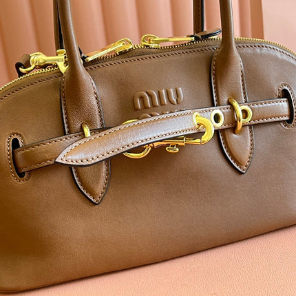 AVENTURE NAPPA BAG 33 IN CARAMEL BROWN LAMBSKIN GOLD HARDWARE