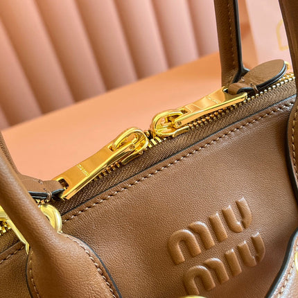 AVENTURE NAPPA BAG 33 IN CARAMEL BROWN LAMBSKIN GOLD HARDWARE