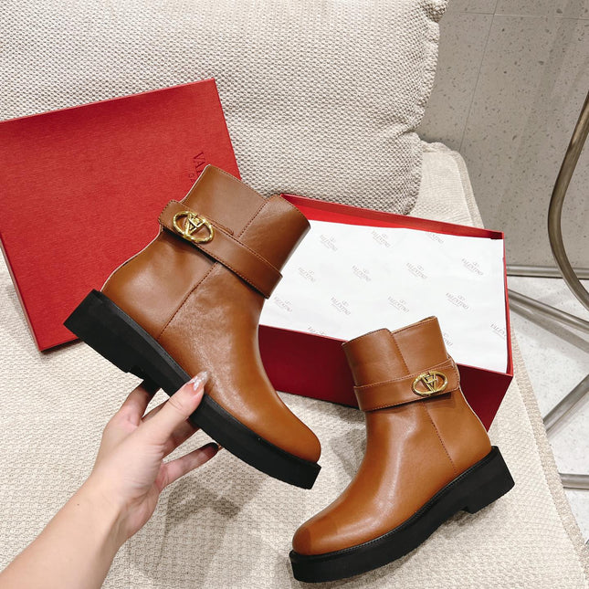 VLOGO LOCKER BRONZE BROWN CALFSKIN ANKLE BOOT 40MM