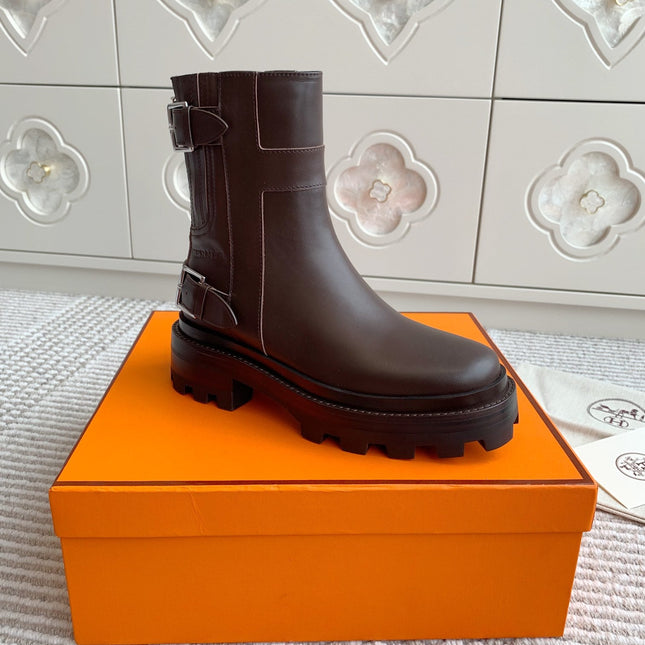 JAIME ANKLE BOOT IN CHOCOLATE BROWN CALFSKIN