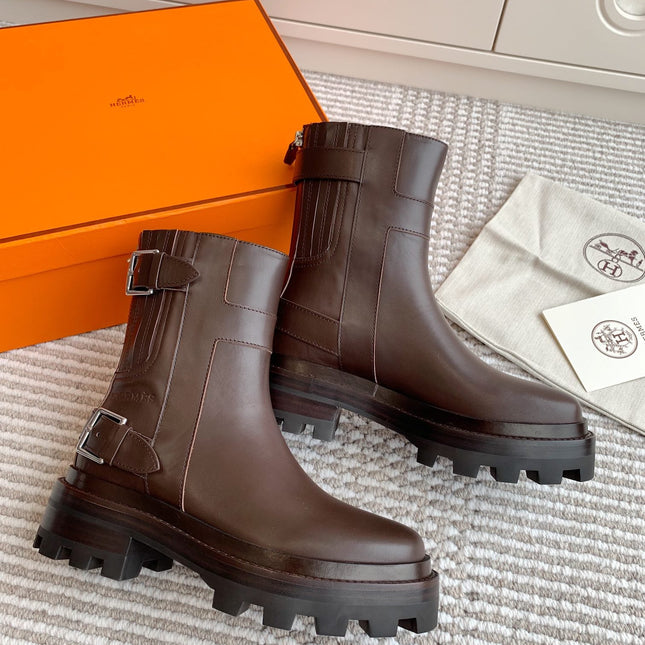 JAIME ANKLE BOOT IN CHOCOLATE BROWN CALFSKIN