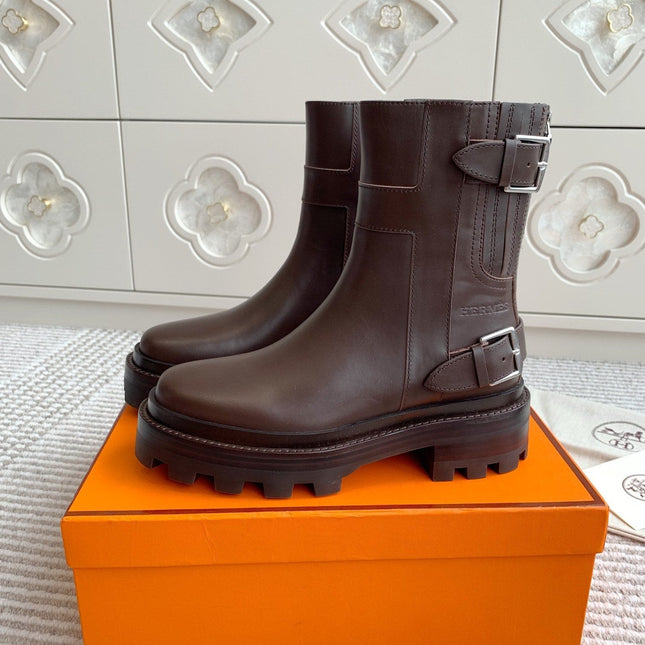 JAIME ANKLE BOOT IN CHOCOLATE BROWN CALFSKIN