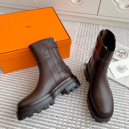 JAIME ANKLE BOOT IN CHOCOLATE BROWN CALFSKIN