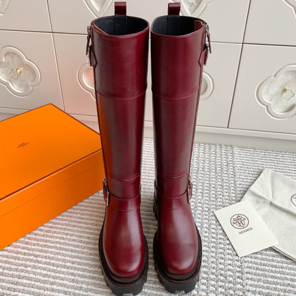 JAIME BOOT IN BURGUNDY RED CALFSKIN