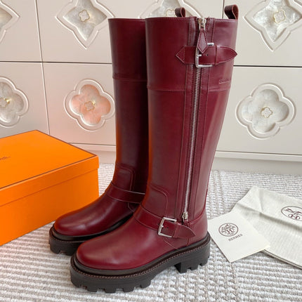 JAIME BOOT IN BURGUNDY RED CALFSKIN