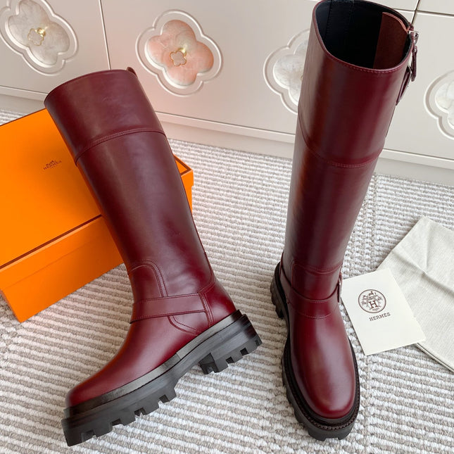 JAIME BOOT IN BURGUNDY RED CALFSKIN