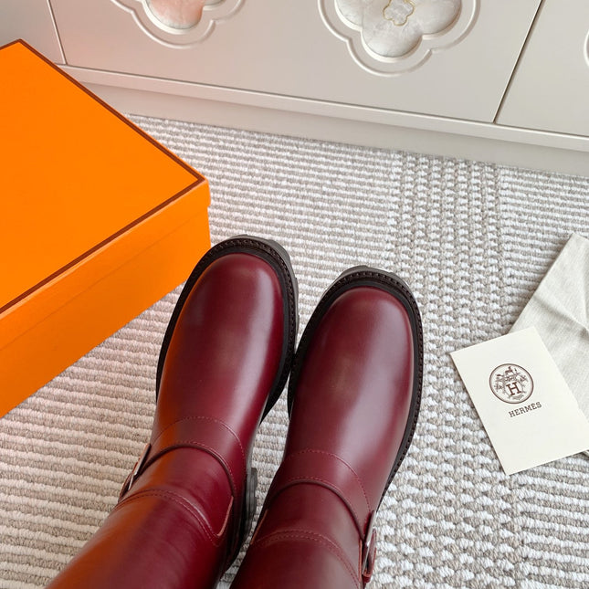 JAIME BOOT IN BURGUNDY RED CALFSKIN