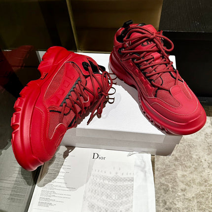 C'EST SNEAKER IN RUBY RED CALFSKIN AND BREATHABLE MESH