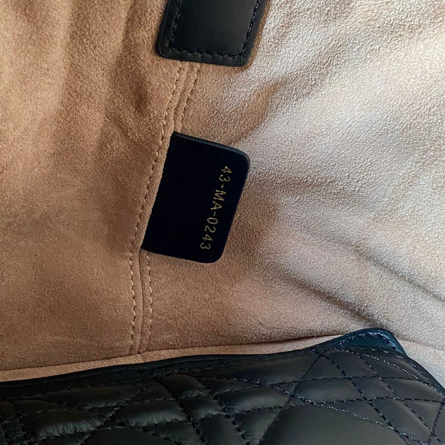 MINI TOUJOURS BAG 23 IN BEIGE CANNAGE CALFSKIN BLACK STRAP