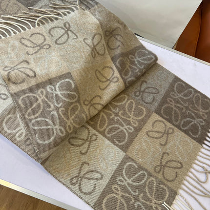 SCARF 180 CM IN WHITE MIX BEIGE WOOL AND CASHMERE 410095