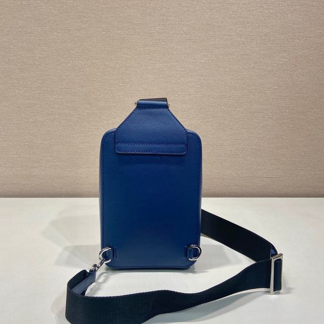 CHEST BAG 20 IN CLASSIC BLUE SAFFIANO LEATHER