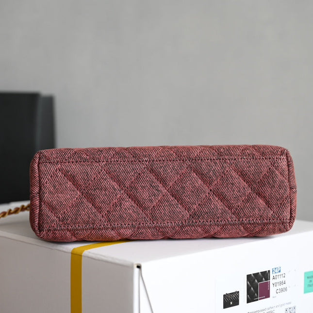 CHANEL 25S KELLY 19 CM IN WINE RED TWEED WITH GOLD HARDWARE
