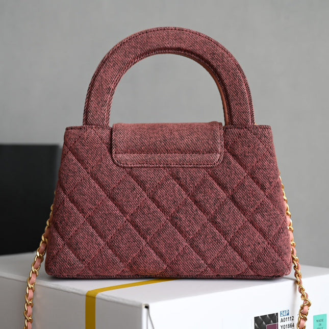 CHANEL 25S KELLY 19 CM IN WINE RED TWEED WITH GOLD HARDWARE