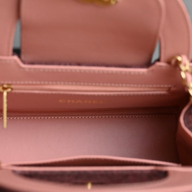 CHANEL 25S KELLY 19 CM IN WINE RED TWEED WITH GOLD HARDWARE