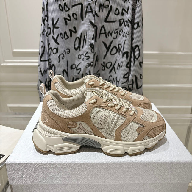 DIOR 25S CHRONO SNEAKER 45MM IN MESH WITH WHITE AND LIGHT BROWN CALFSKIN