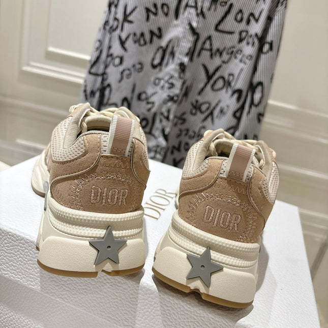 DIOR 25S CHRONO SNEAKER 45MM IN MESH WITH WHITE AND LIGHT BROWN CALFSKIN