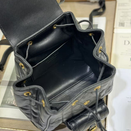 SMALL CARO BACKPACK 20 IN BLACK MACROCANNAGE LAMBSKIN