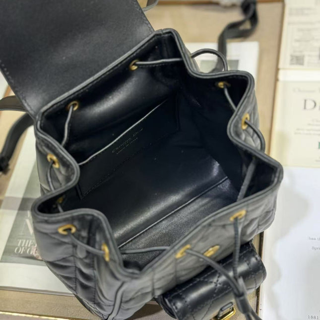 SMALL CARO BACKPACK 20 IN BLACK MACROCANNAGE LAMBSKIN