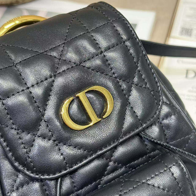 SMALL CARO BACKPACK 20 IN BLACK MACROCANNAGE LAMBSKIN
