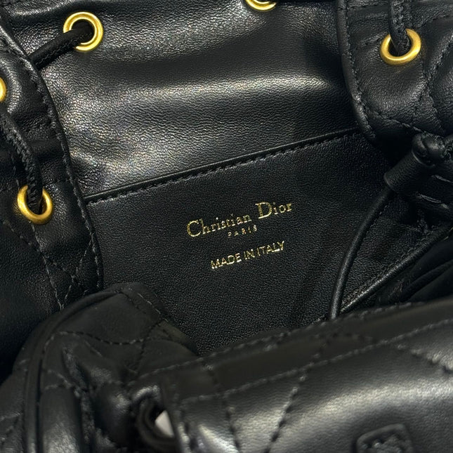 SMALL CARO BACKPACK 20 IN BLACK MACROCANNAGE LAMBSKIN