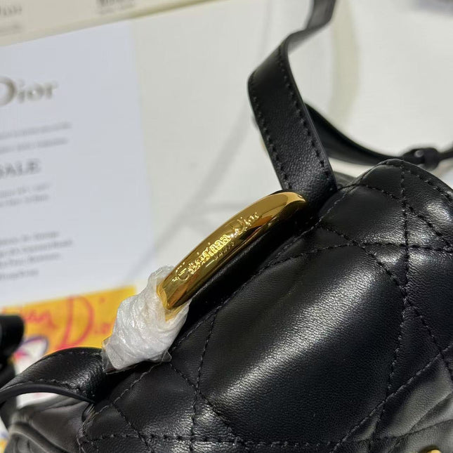 SMALL CARO BACKPACK 20 IN BLACK MACROCANNAGE LAMBSKIN