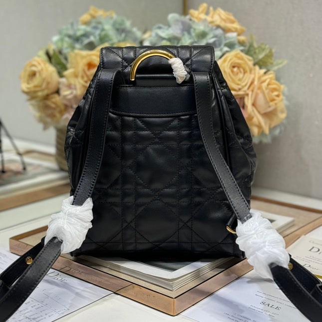 MEDIUM CARO BACKPACK 27 IN BLACK MACROCANNAGE LAMBSKIN