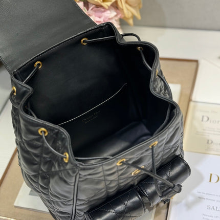 MEDIUM CARO BACKPACK 27 IN BLACK MACROCANNAGE LAMBSKIN