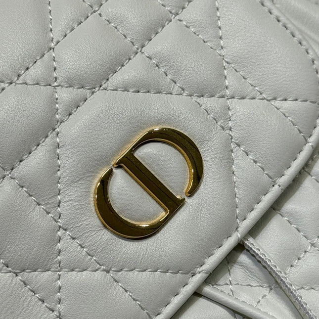 MEDIUM CARO BACKPACK 27 IN WHITE MACROCANNAGE LAMBSKIN