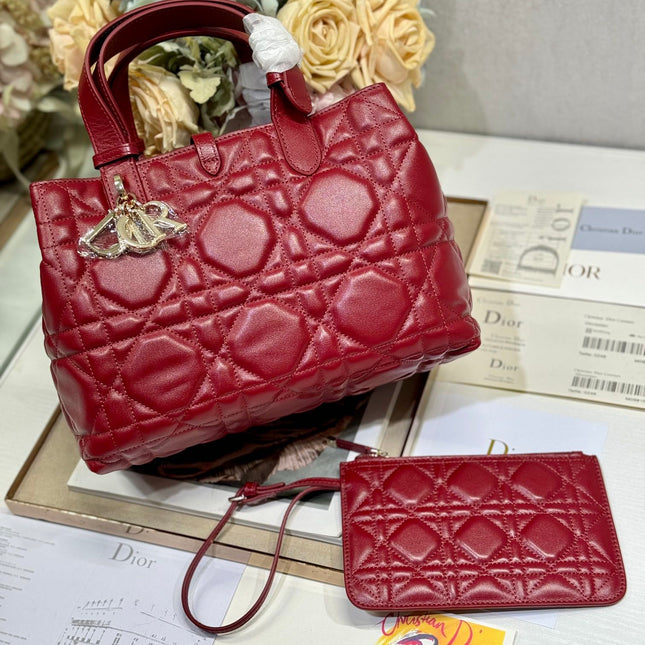 SMALL 28 TOUJOURS BAG IN RUBY RED MACROCANNAGE LAMBSKIN