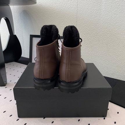 ANKLE BOOTS IN HICKORY BROWN CALFSKIN