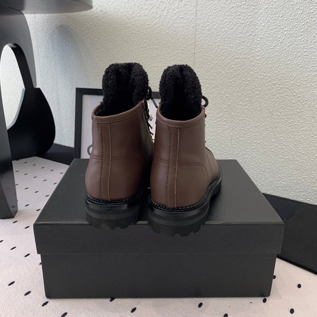 ANKLE BOOTS IN HICKORY BROWN CALFSKIN