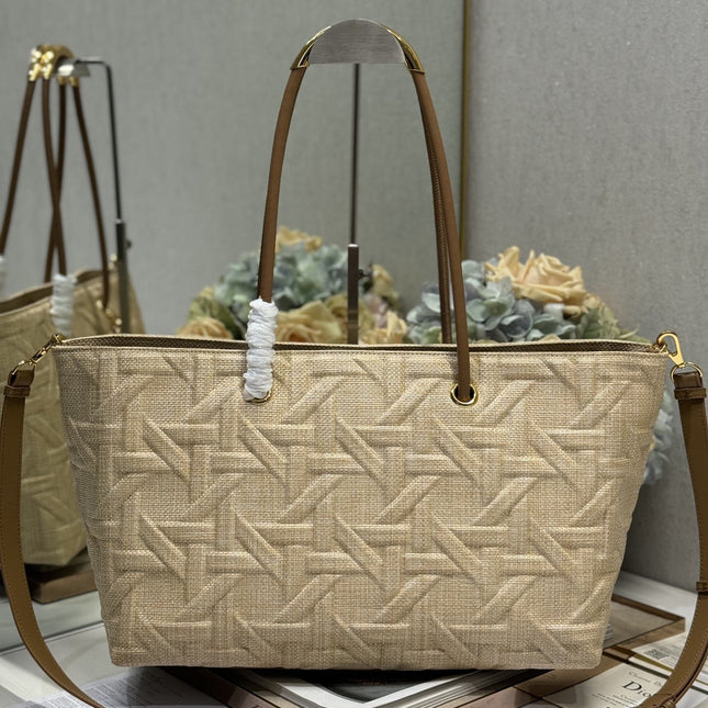 LARGE 41 TOUJOURS BAG IN BISQUE BEIGE CANNAGE RAFFIA