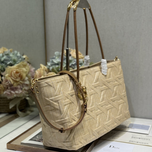 LARGE 41 TOUJOURS BAG IN BISQUE BEIGE CANNAGE RAFFIA