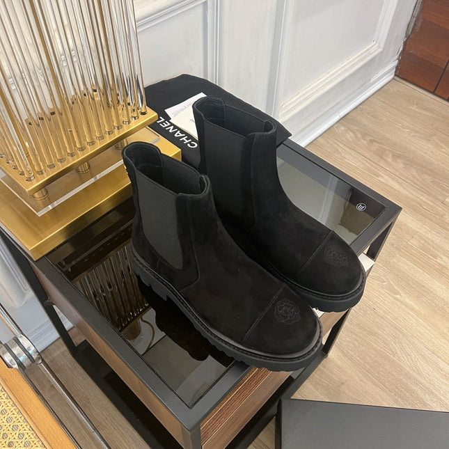 ANKLE BOOTS 4.5 CM IN BLACK LAMB SUEDE