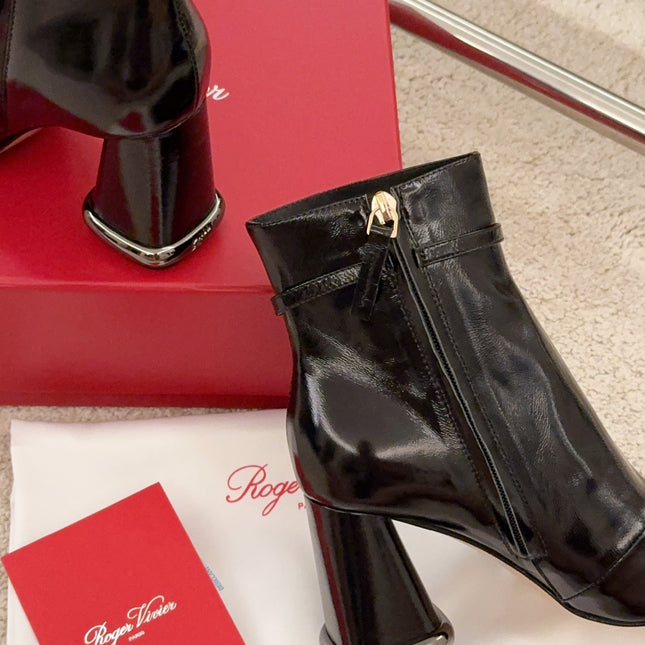 VIV' PODIUM BOOTIES IN BLACK LAMBSKIN