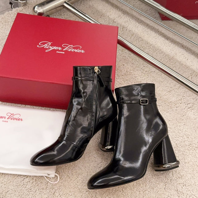 VIV' PODIUM BOOTIES IN BLACK LAMBSKIN