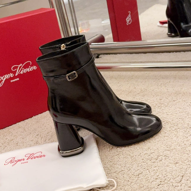 VIV' PODIUM BOOTIES IN BLACK LAMBSKIN