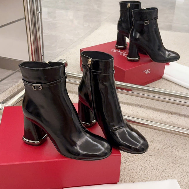 VIV' PODIUM BOOTIES IN BLACK LAMBSKIN