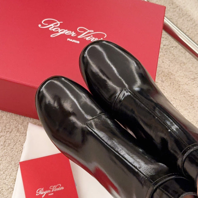 VIV' PODIUM BOOTIES IN BLACK LAMBSKIN