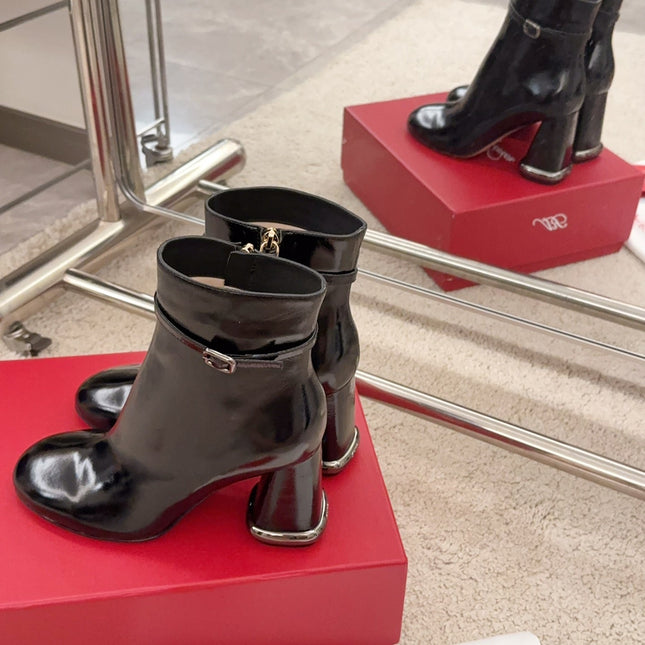 VIV' PODIUM BOOTIES IN BLACK LAMBSKIN