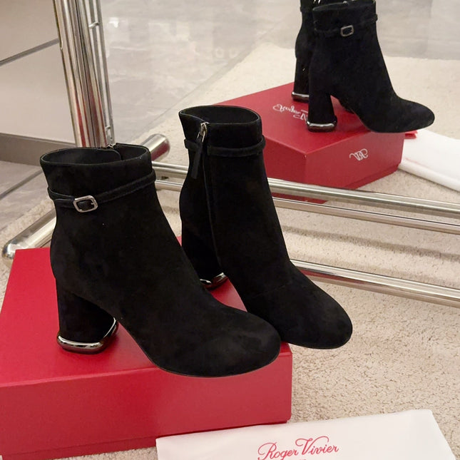 VIV' PODIUM BOOTIES IN BLACK SUEDE