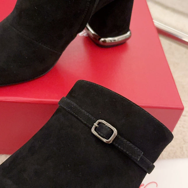 VIV' PODIUM BOOTIES IN BLACK SUEDE
